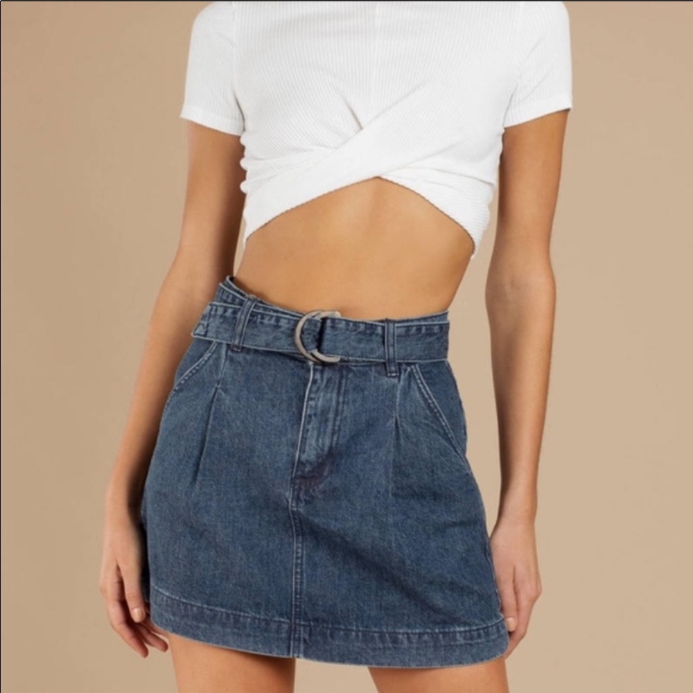 Free People Jade Denim belted skirt NWT